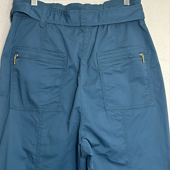 Anthropologie Women’s Size 12 Teal Ellie Embroidered Pockets Utility Pants Belt - Picture 4 of 16